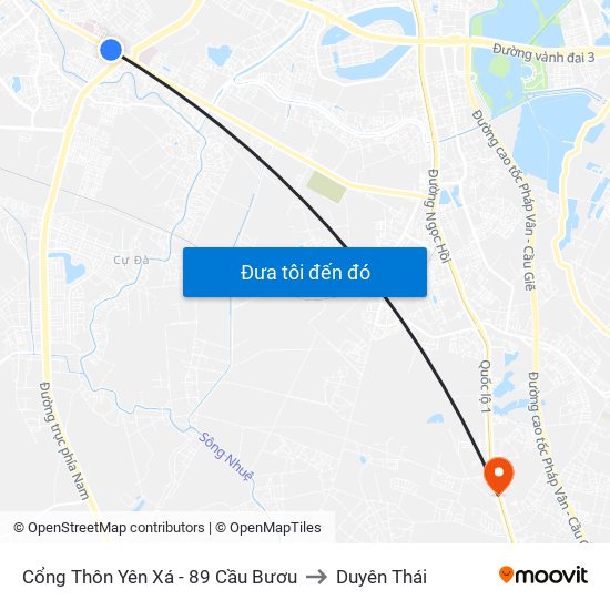 Cổng Thôn Yên Xá - 89 Cầu Bươu to Duyên Thái map