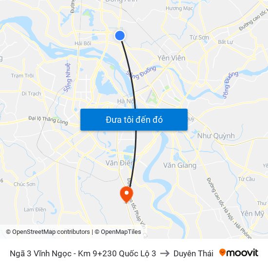 Ngã 3 Vĩnh Ngọc - Km 9+230 Quốc Lộ 3 to Duyên Thái map