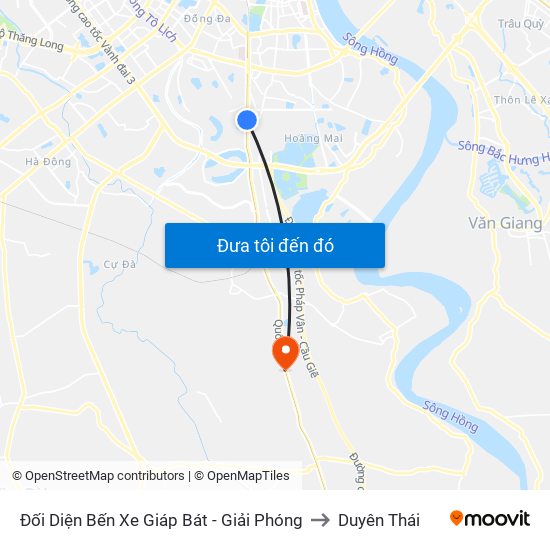 Đối Diện Bến Xe Giáp Bát - Giải Phóng to Duyên Thái map