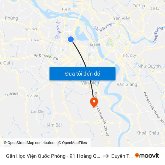 Gần Học Viện Quốc Phòng - 91 Hoàng Quốc Việt to Duyên Thái map