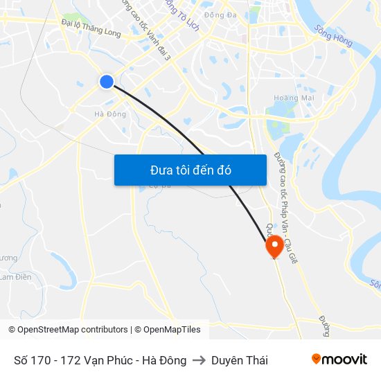 Số 170 - 172 Vạn Phúc - Hà Đông to Duyên Thái map