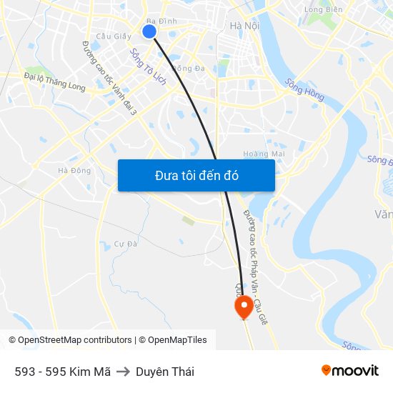 593 - 595 Kim Mã to Duyên Thái map