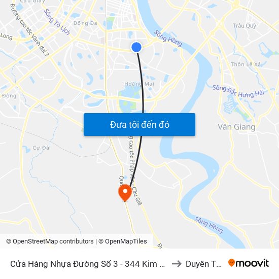 Cửa Hàng Nhựa Đường Số 3 - 344 Kim Ngưu to Duyên Thái map