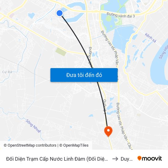 Đối Diện Trạm Cấp Nước Linh Đàm (Đối Diện Chung Cư Hh1c) - Nguyễn Hữu Thọ to Duyên Thái map