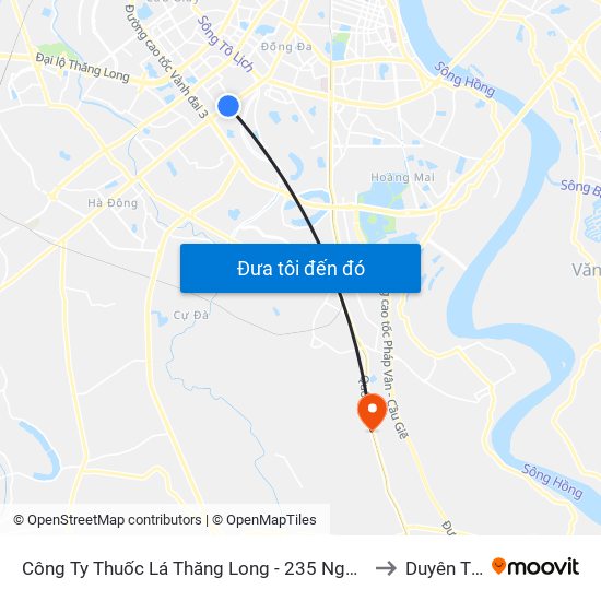 Công Ty Thuốc Lá Thăng Long - 235 Nguyễn Trãi to Duyên Thái map