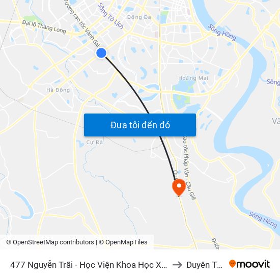 477 Nguyễn Trãi - Học Viện Khoa Học Xã Hội to Duyên Thái map