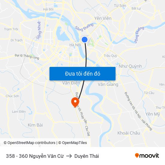 358 - 360 Nguyễn Văn Cừ to Duyên Thái map