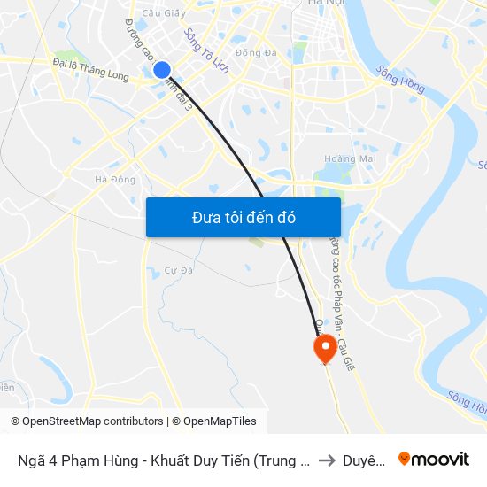 Ngã 4 Phạm Hùng - Khuất Duy Tiến (Trung Tâm Hội Nghị Quốc Gia) to Duyên Thái map