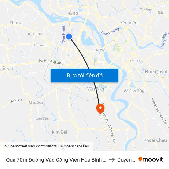 Qua 70m Đường Vào Công Viên Hòa Bình - Phạm Văn Đồng to Duyên Thái map