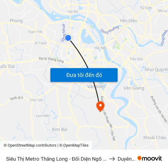 Siêu Thị Metro Thăng Long - Đối Diện Ngõ 599 Phạm Văn Đồng to Duyên Thái map