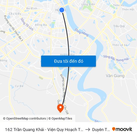 162 Trần Quang Khải - Viện Quy Hoạch Thủy Lợi to Duyên Thái map