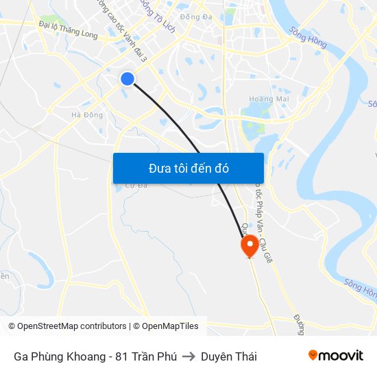 Ga Phùng Khoang - 81 Trần Phú to Duyên Thái map