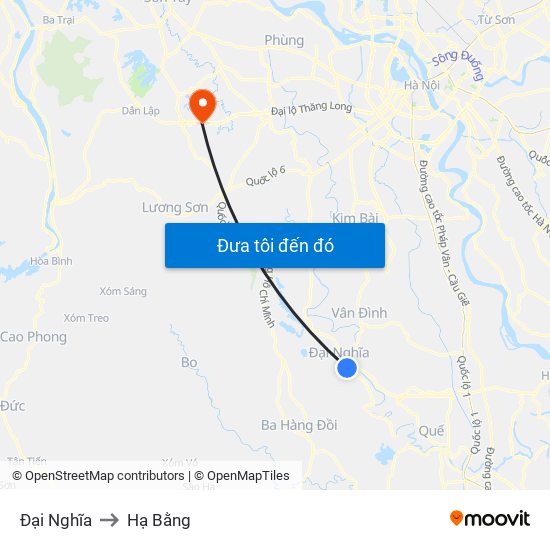 Đại Nghĩa to Hạ Bằng map