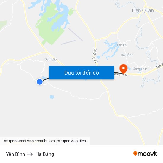 Yên Bình to Hạ Bằng map