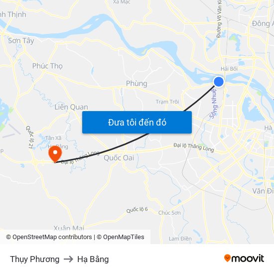 Thụy Phương to Hạ Bằng map