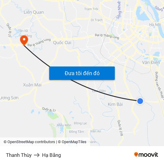 Thanh Thùy to Hạ Bằng map