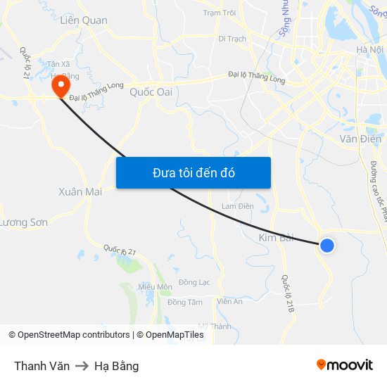 Thanh Văn to Hạ Bằng map