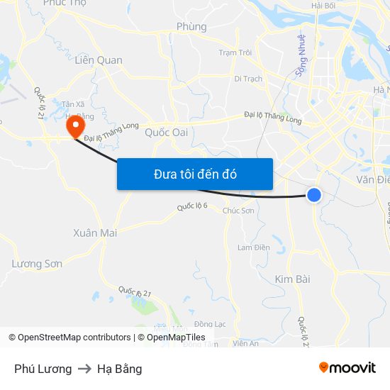 Phú Lương to Hạ Bằng map