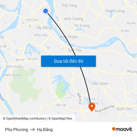 Phú Phương to Hạ Bằng map