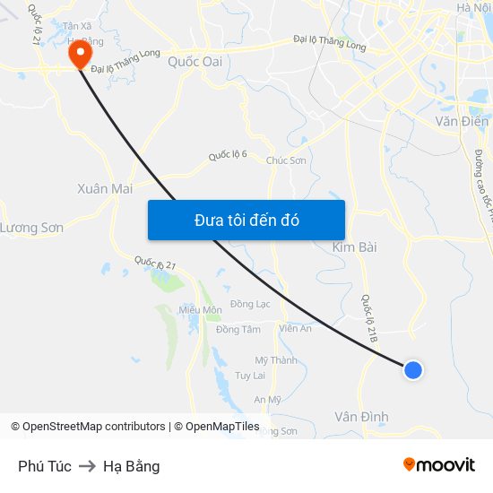 Phú Túc to Hạ Bằng map