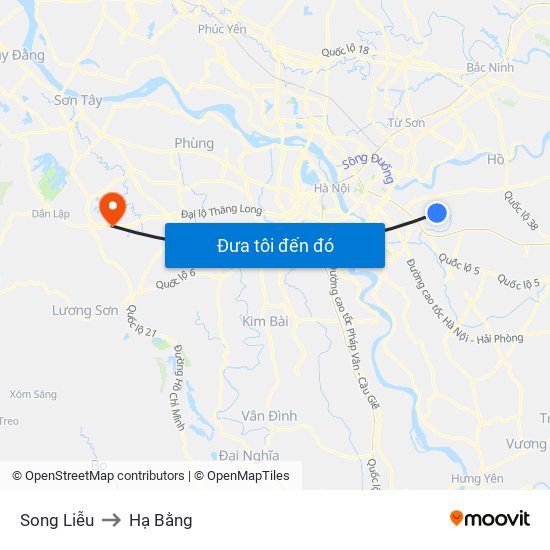 Song Liễu to Hạ Bằng map