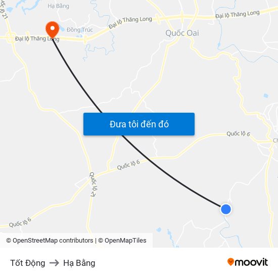 Tốt Động to Hạ Bằng map