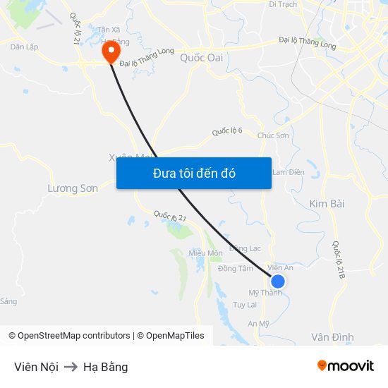 Viên Nội to Hạ Bằng map