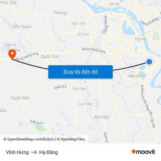 Vĩnh Hưng to Hạ Bằng map