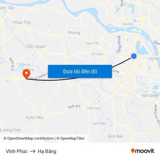 Vĩnh Phúc to Hạ Bằng map