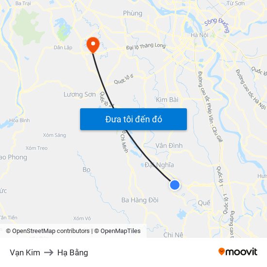 Vạn Kim to Hạ Bằng map