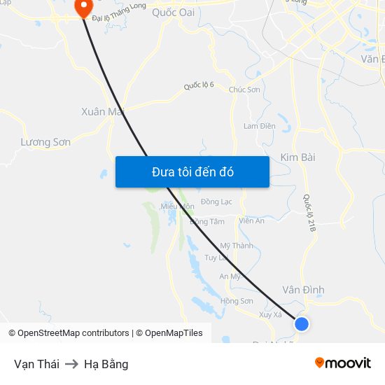 Vạn Thái to Hạ Bằng map