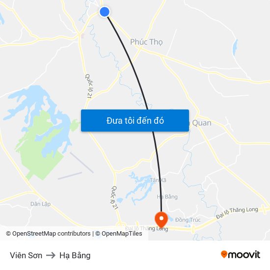 Viên Sơn to Hạ Bằng map