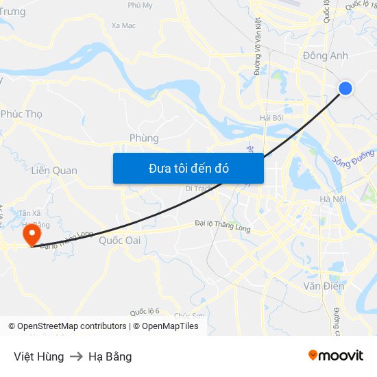 Việt Hùng to Hạ Bằng map