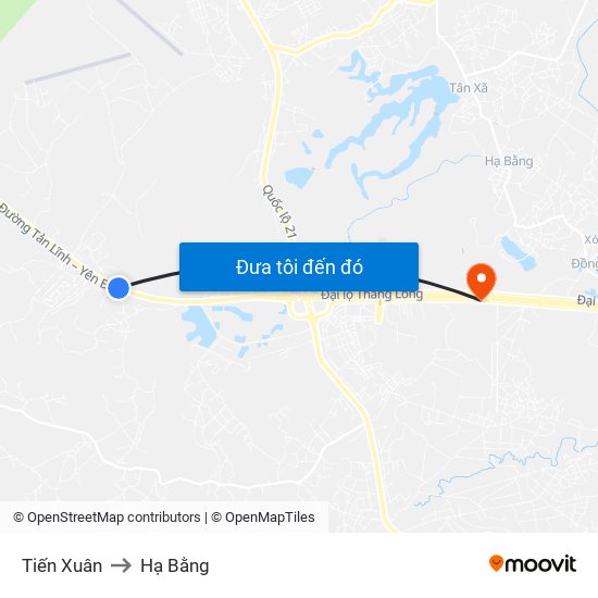 Tiến Xuân to Hạ Bằng map