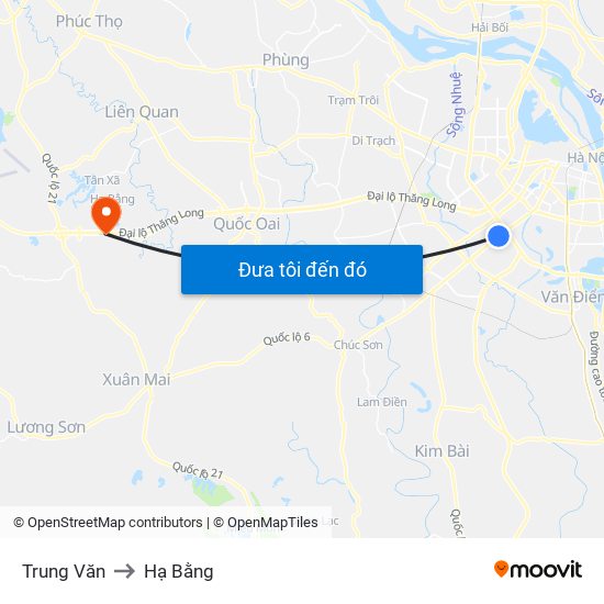 Trung Văn to Hạ Bằng map