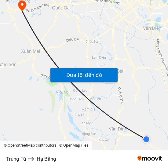 Trung Tú to Hạ Bằng map