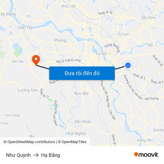 Như Quỳnh to Hạ Bằng map