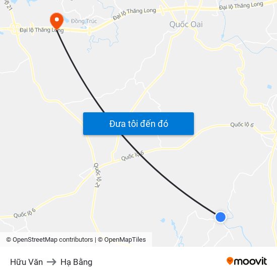 Hữu Văn to Hạ Bằng map