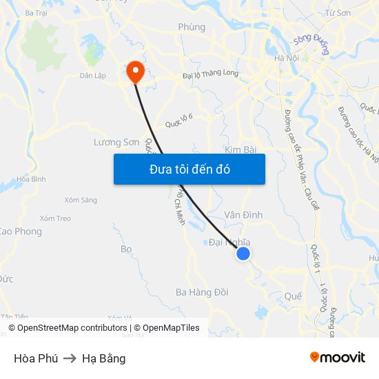 Hòa Phú to Hạ Bằng map