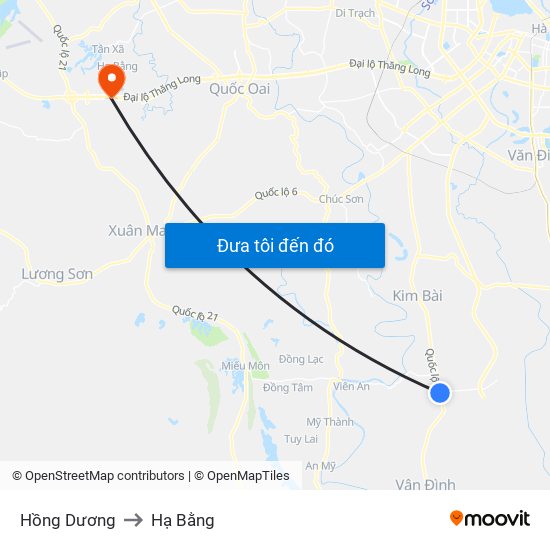 Hồng Dương to Hạ Bằng map