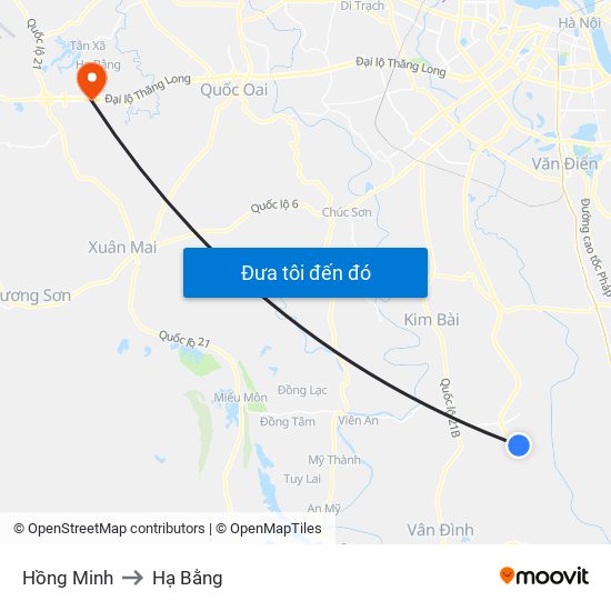 Hồng Minh to Hạ Bằng map