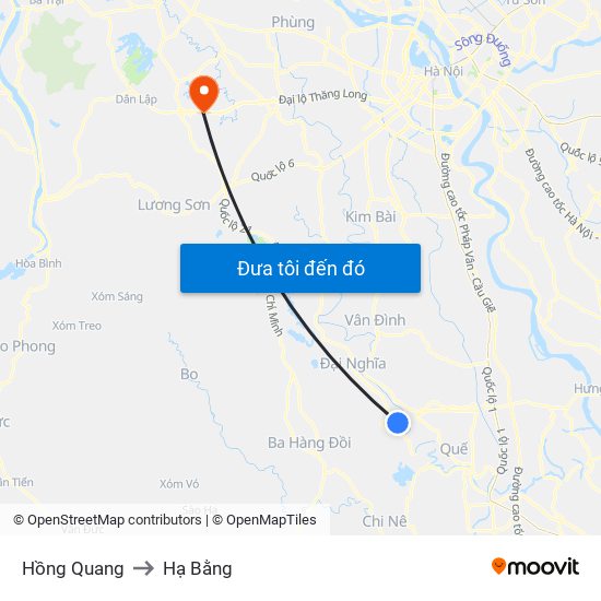 Hồng Quang to Hạ Bằng map