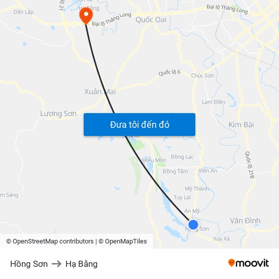 Hồng Sơn to Hạ Bằng map