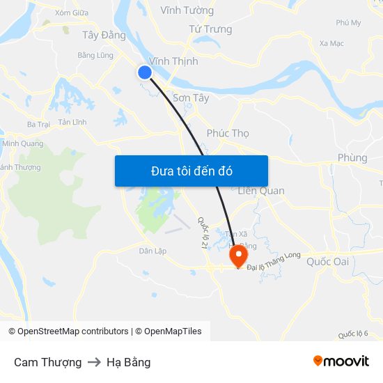 Cam Thượng to Hạ Bằng map