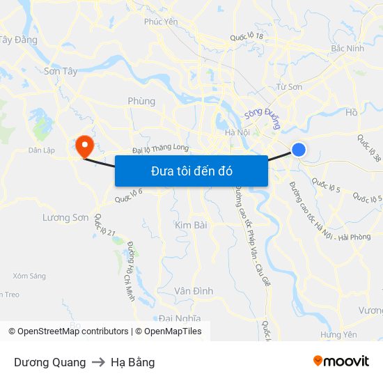 Dương Quang to Hạ Bằng map