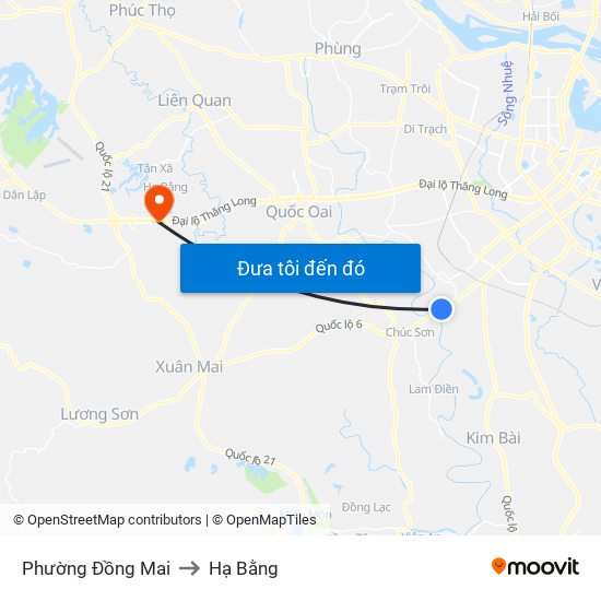 Phường Đồng Mai to Hạ Bằng map