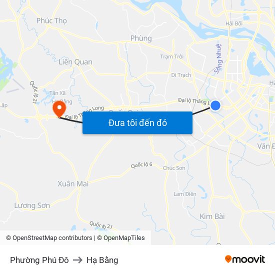 Phường Phú Đô to Hạ Bằng map