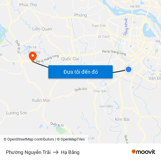 Phường Nguyễn Trãi to Hạ Bằng map
