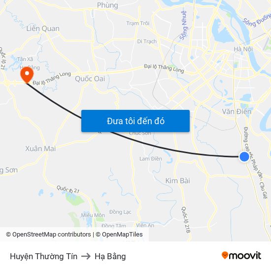 Huyện Thường Tín to Hạ Bằng map