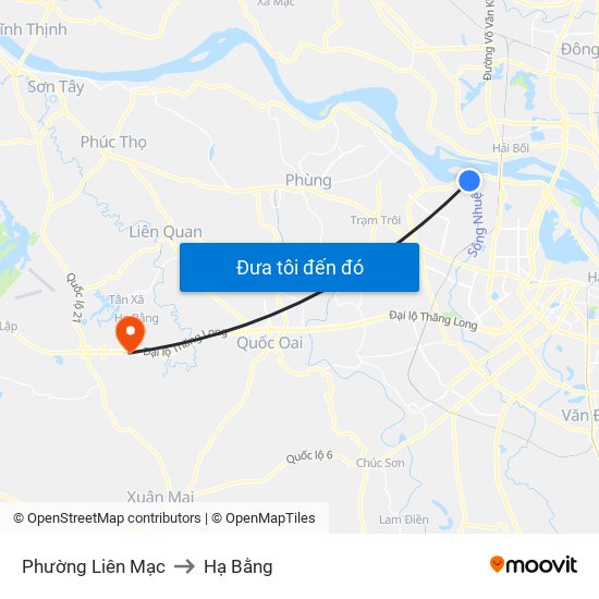 Phường Liên Mạc to Hạ Bằng map